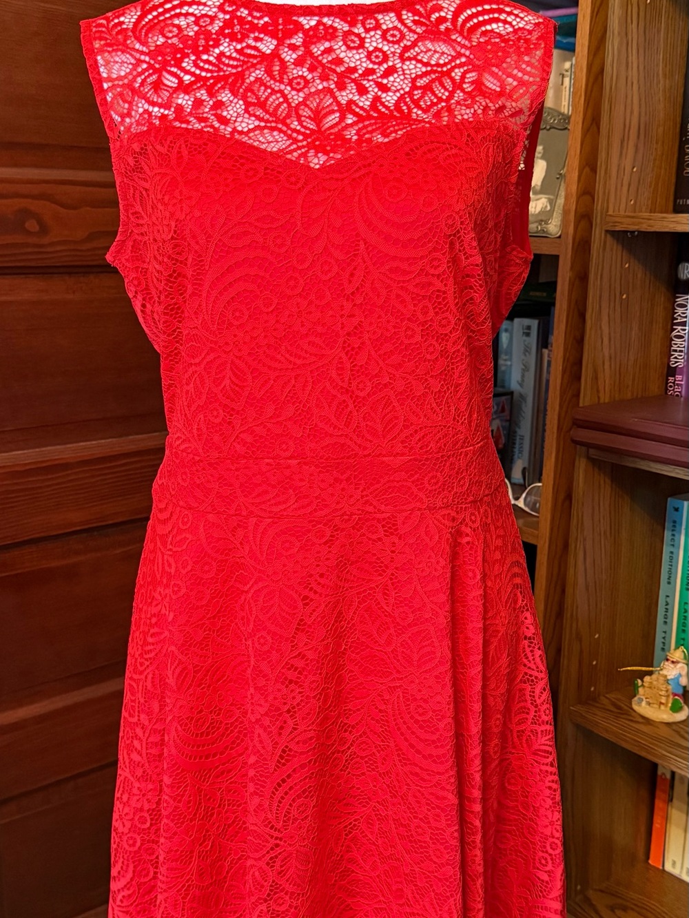 Sleeveless Red Lace Midi Dress - Elegant Women's Occasion Dress
